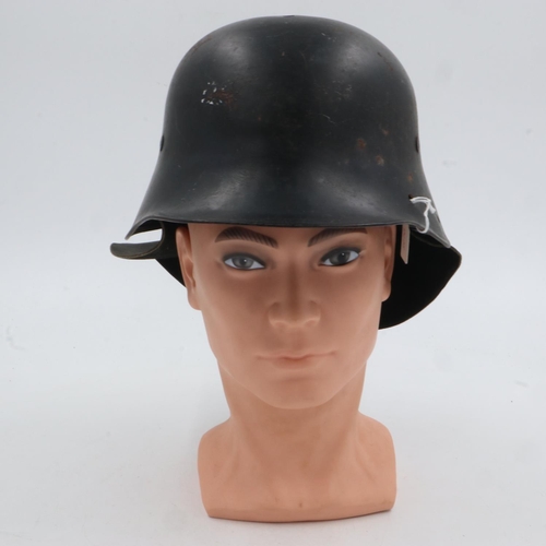 2152 - WWII German Werhfeuerwehr (Factory Fire Fighters) helmet, remains of decal can be seen, cone removed... 