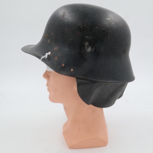 2152 - WWII German Werhfeuerwehr (Factory Fire Fighters) helmet, remains of decal can be seen, cone removed... 