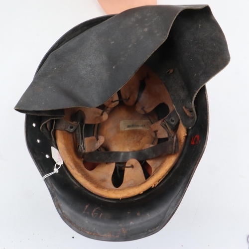 2152 - WWII German Werhfeuerwehr (Factory Fire Fighters) helmet, remains of decal can be seen, cone removed... 