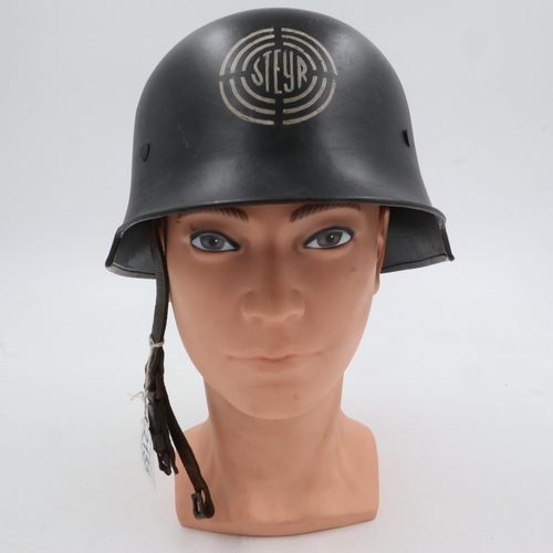 2155 - WWII German Steyr Factory Air Raid Police helmet. The factory was constantly under attack from Allie... 