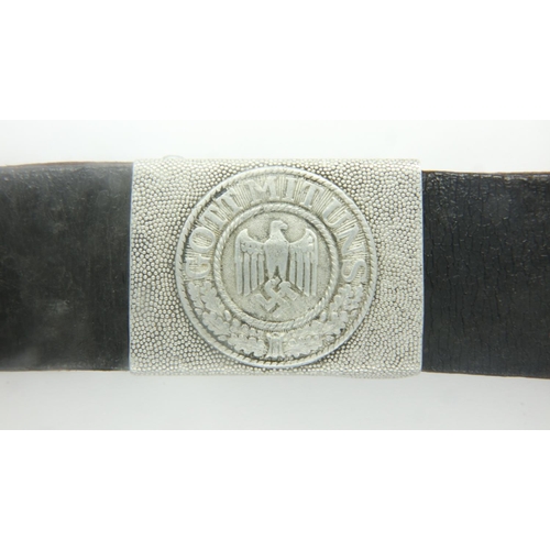 2168 - Late war period German Heer enlisted mans belt with buckle. UK P&P Group 1 (£16+VAT for the first lo... 