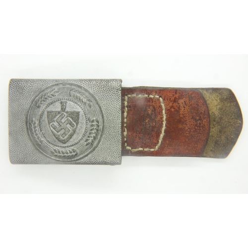 2178 - WWII German RAD (Reichsarbeitdsdienst) – Labour Corps enlisted mans/NCOs aluminium belt buckle and l... 