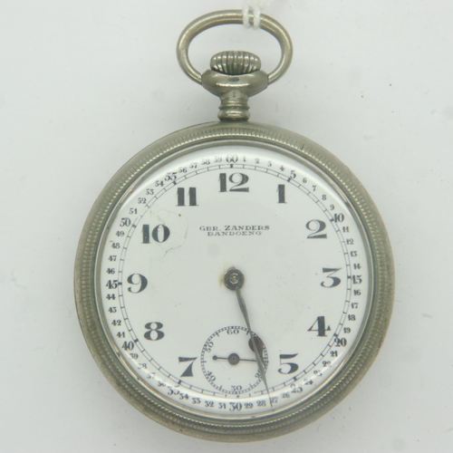 2185 - ZANDERS: WWII German Patriotic pocket watch. The buckle centre of an SA belt buckle has been soldier... 