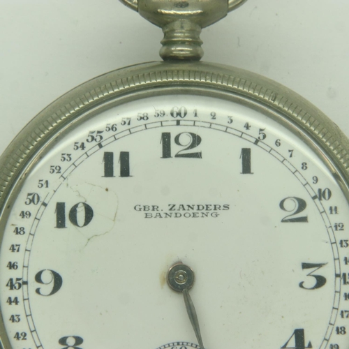 2185 - ZANDERS: WWII German Patriotic pocket watch. The buckle centre of an SA belt buckle has been soldier... 