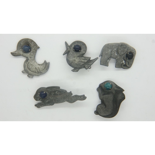 2201 - Five WWII German Winterhilf fund-raising animal badges. UK P&P Group 0 (£6+VAT for the first lot and... 