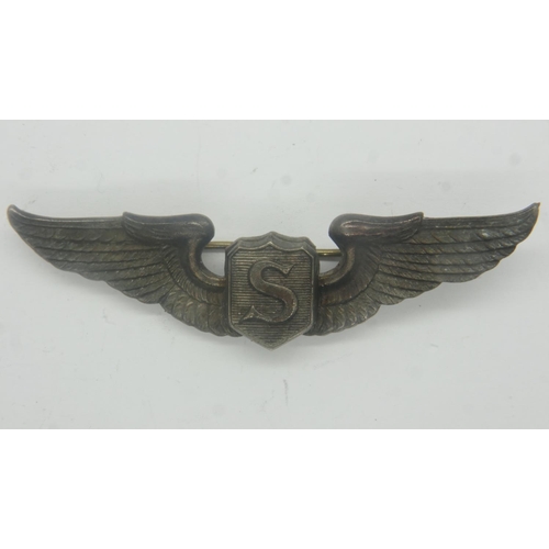 2208 - WWII US Service Pilots Wings, un-marked. UK P&P Group 0 (£6+VAT for the first lot and £1+VAT for sub... 