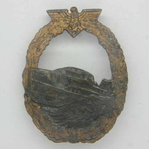 2212 - 1st Pattern German Kriegsmarine Fast-Boat badge. Maker: Freidrich Keller, Oberstein. These boats wer... 