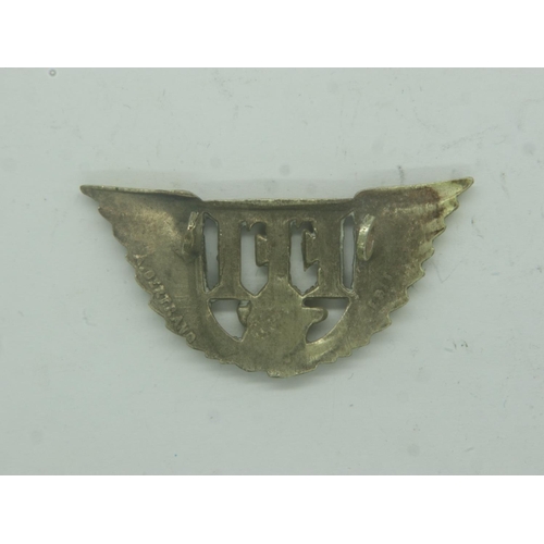 2218 - Silver WWII Free French Membership badge circa 1944. Makers Marked, The blue, Red and White paint fr... 