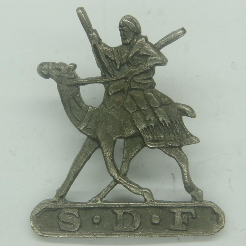 2219 - WWII The Sudan Defence Force (SDF) Cap Badge. A British Army unit formed in 1925 to maintain the bor... 