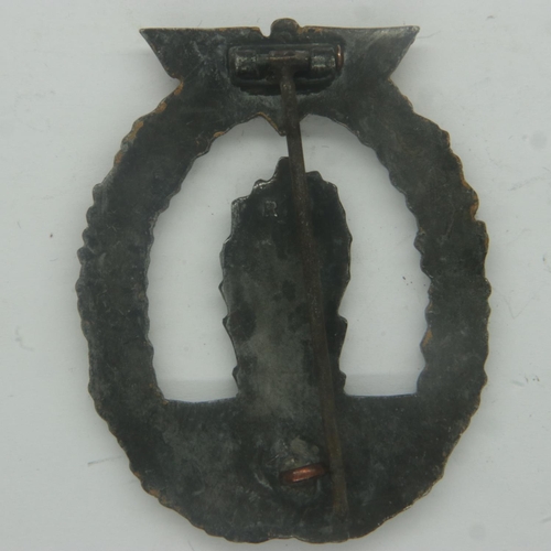 2220 - Third Reich Kriegsmarine Mine Sweepers badge. Maker: Rudolf Karneth, Gablonz. UK P&P Group 0 (£6+VAT... 