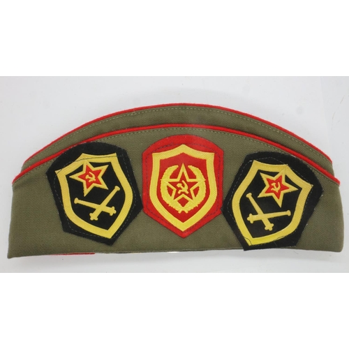 2236 - Soviet Russian forage cap, mounted with a multitude of badges and insignia. UK P&P Group 1 (£16+VAT ... 