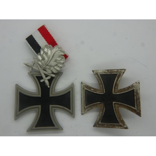 2246 - Replica German WWII Knights cross and an Iron cross. UK P&P Group 1 (£16+VAT for the first lot and £... 