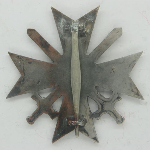 2256 - Third Reich War Merit cross 1st Class with crossed swords. Marked 2 on the pin. UK P&P Group 0 (£6+V... 