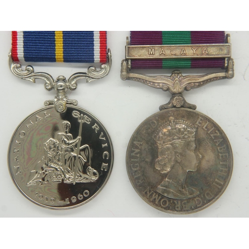 2259 - QEII General Service medal to 2777728 Junior Technician G H McGowan RAF, with Malaya bar, and a boxe... 