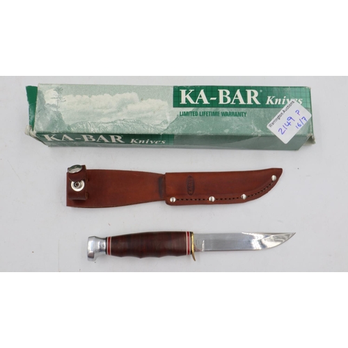 2149P - KA-Bar model 02-1232 with leather sheath, boxed. UK P&P Group 1 (£16+VAT for the first lot and £2+VA... 