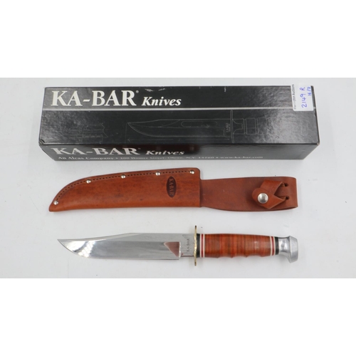 2149R - KA-Bar model 02-1236 bowie knife with leather sheath, boxed. UK P&P Group 1 (£16+VAT for the first l... 