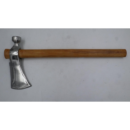 2149S - Unbranded polished steel hatchet with beech handle. UK P&P Group 2 (£20+VAT for the first lot and £4... 