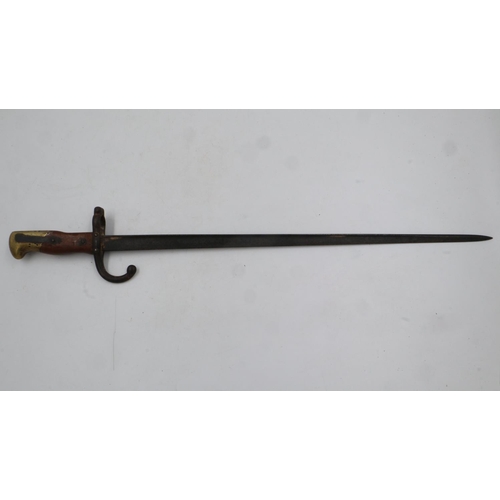 2149U - WWI Gras bayonet with hooked quillon, L: 64 cm. Not available for in-house P&P