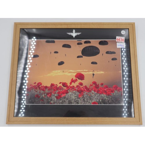 2086A - Parachute Regiment memorial photographic picture with badge, 56 x 45 cm. Not available for in-house ... 