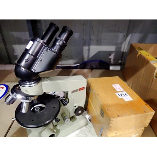 1216 - Vintage Nomo binocular microscope and accessories. Not available for in-house P&P