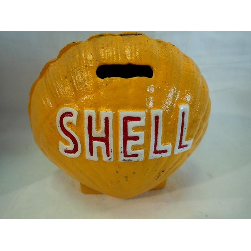 1219 - Cast iron Shell moneybox, H: 14 cm. UK P&P Group 1 (£16+VAT for the first lot and £2+VAT for subsequ... 