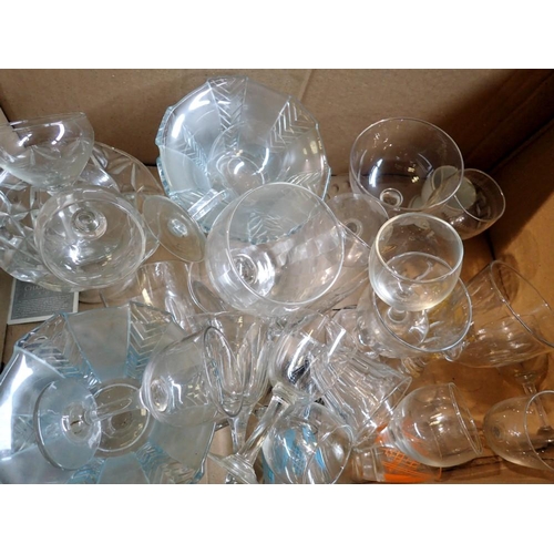 1221 - Shelf of mixed glasses and bowls. Not available for in-house P&P