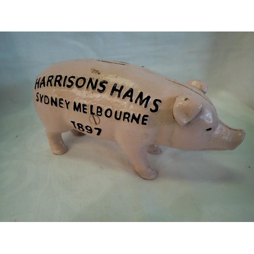 1227 - Cast iron piggy bank. L:15cm. UK P&P Group 1 (£16+VAT for the first lot and £2+VAT for subsequent lo... 