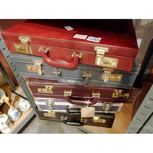 1255 - Five briefcases, including aluminium examples. Not available for in-house P&P