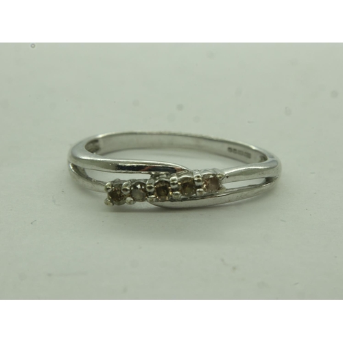 12 - 9ct white gold ring set with citrine, size O, 1.9g. UK P&P Group 0 (£6+VAT for the first lot and £1+... 