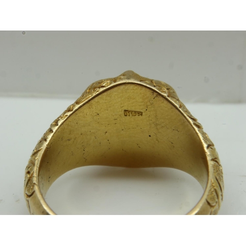 2 - Unmarked heavy gauge 18ct gold Masonic signet ring, size S, 16.2g. UK P&P Group 0 (£6+VAT for the fi... 