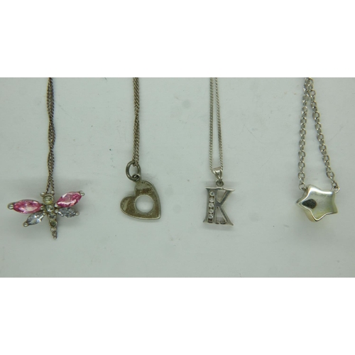 23 - Four 925 silver necklaces, 11g. UK P&P Group 1 (£16+VAT for the first lot and £2+VAT for subsequent ... 