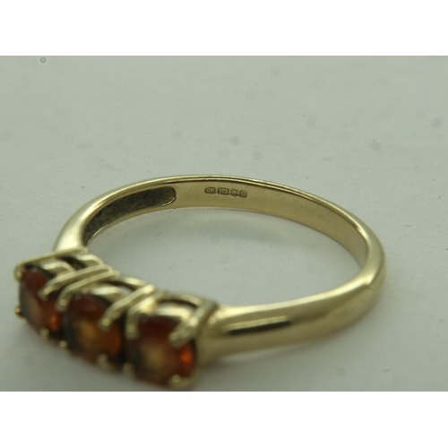 8 - 9ct gold ring set with citrine, size O, 2.1g. UK P&P Group 0 (£6+VAT for the first lot and £1+VAT fo... 