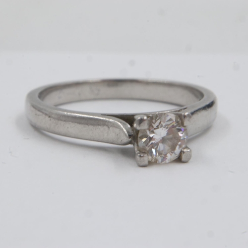 52 - Platinum diamond set solitaire ring, size O/P, 5.4g, 0.45 cts, with certificate. UK P&P Group 0 (£6+... 