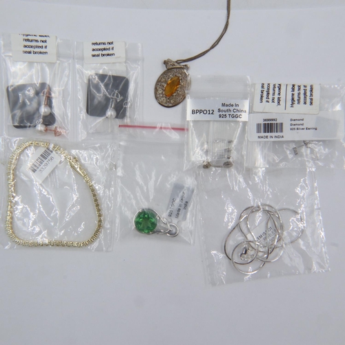 53 - Collection of mostly unworn/sealed silver and costume jewellery, including necklaces, earrings and b... 