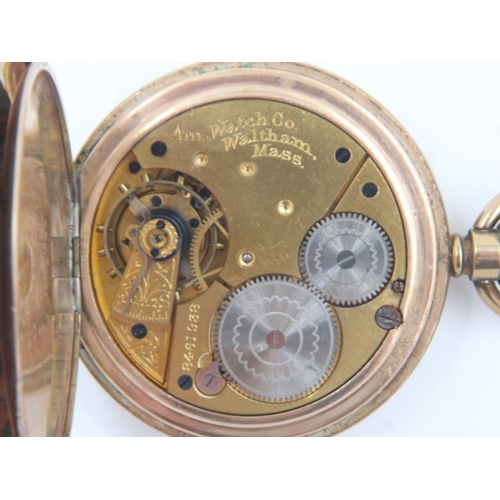 60 - AWW Co, Waltham gold plated pocket watch, working at lotting up. UK P&P Group 1 (£16+VAT for the fir... 