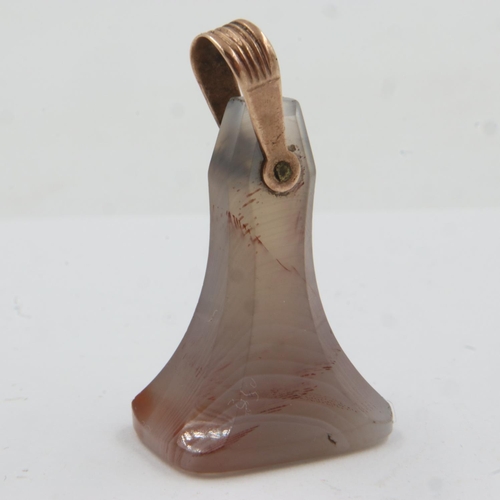 61 - 19th century banded agate fob, mounted with an unmarked rose gold bale. UK P&P Group 0 (£6+VAT for t... 