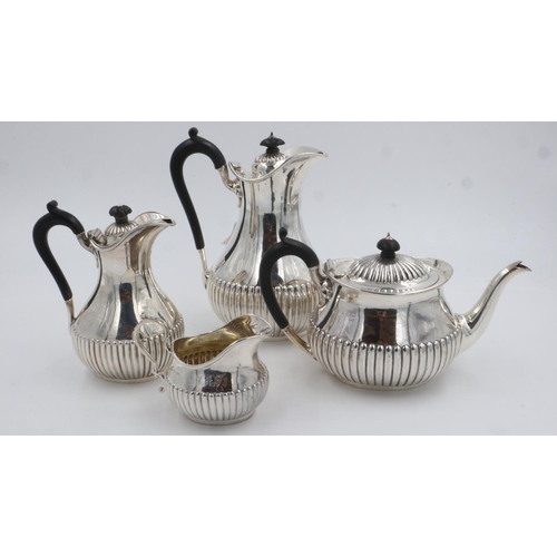 75 - Hallmarked 1890s silver four piece tea set, Sheffield assay, total 1858g. Postage group 3.