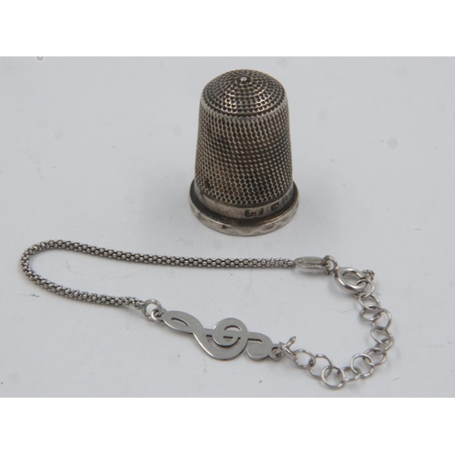 84 - 925 silver thimble and bracelet, 5g. UK P&P Group 1 (£16+VAT for the first lot and £2+VAT for subseq... 