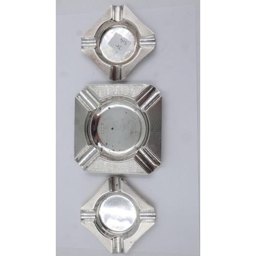 87 - Three hallmarked silver engine turned ashtrays, 157g. UK P&P Group 1 (£16+VAT for the first lot and ... 