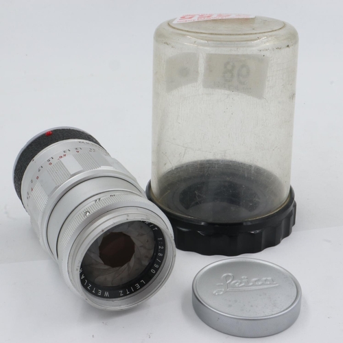 98 - Leica Leitz Wetzlar Elmarit 1:2.8/90 lens in Leica tube. UK P&P Group 1 (£16+VAT for the first lot a... 