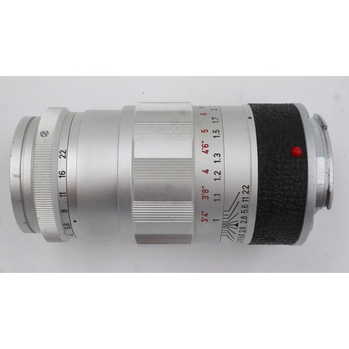 98 - Leica Leitz Wetzlar Elmarit 1:2.8/90 lens in Leica tube. UK P&P Group 1 (£16+VAT for the first lot a... 