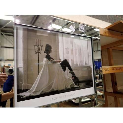 1508 - A Jack Vettriano fashion print in mirrored frame 66x56cm. Not available for in house P&P