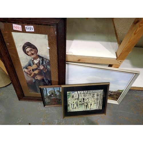 1515 - Four framed pictures to include Gaily the Troubadour. Not available for in-house P&P