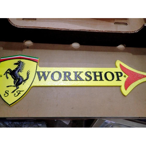 1536 - Cast iron Ferrari workshop sign, L: 44 cm. Not available for in-house P&P