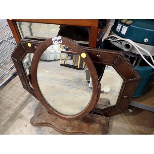 1540 - Three wooden framed mirrors. Not available for in-house P&P