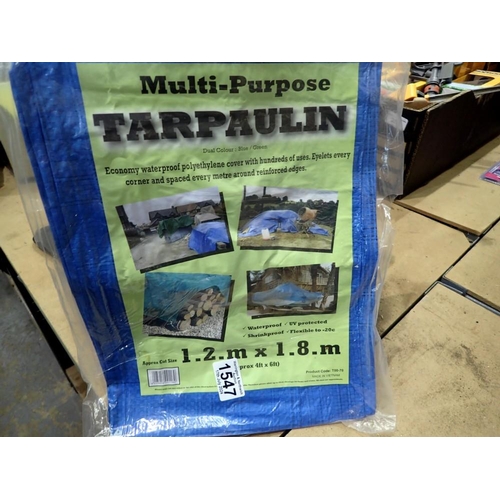 1547 - Multipurpose tarpaulin, 1.2 x 1.8 m, in blue/green. Not available for in-house P&P