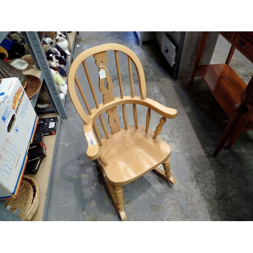 1560 - Childs rocking chair in beech. Not available for in-house P&P