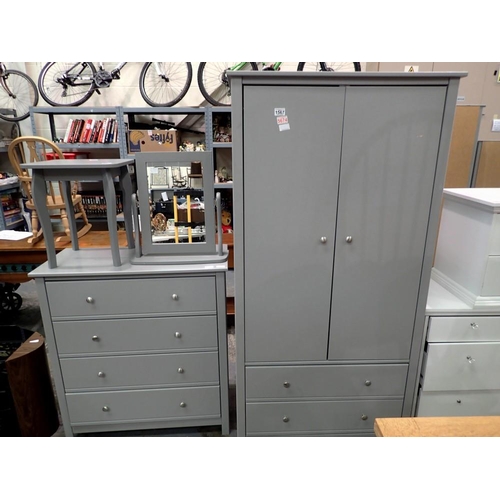 1567 - Bedroom set of modern pine drawers/wardrobe/table and mirror, largest 86 x 170 cm H. Not available f... 