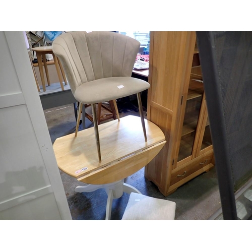 1569 - Pine dropleaf table with chair and footstool, 89 x 76 cm H. Not available for in-house P&P