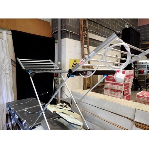 1591 - Minky #EV-230 heated clothes airer, tested and working, and a clothes press. All electrical items in... 